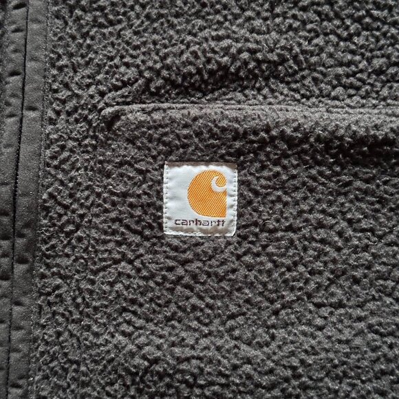 carhartt black tan boxy reversible fleece jacket - Picture 2 of 6